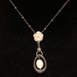 Brighton Boheme Rose White Teardrop Necklace Rare